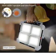CT-4698 Miami Güneş Enerjili Solar 200 W LED Projektör - 6400K + 4000K + 3200K Çakar Işıklı