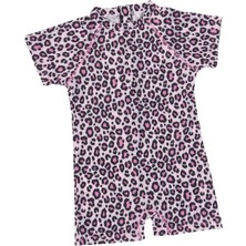 Bebek Çocuk +40UV Korumalı Mayo Leopar Pembe