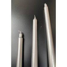 Süper 3'lü Şamdan Mum Parlak Mum Metalik Kaplama Gövde Uzun Çubuk Konik Mum