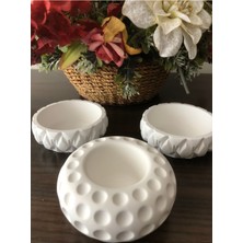 Drop 3 Parça Rölyefli Beton Mumluk Dekoratif Saksı