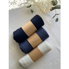 Penye Şal 3'lü Set (Lacivert-Indigo Mavi-Kırık Beyaz)