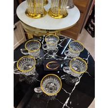 ARS Home Decor Loretta Kulplu Yaldızlı Gold Detaylı Ayaklı Kahve Bardağı, Çay Fincanı, , Sunumluk ,modern