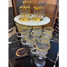 ARS Home Decor Loretta Kulplu Yaldızlı Gold Detaylı Ayaklı Kahve Bardağı, Çay Fincanı, , Sunumluk ,modern