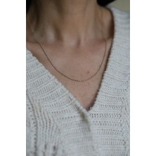 Yenigün Kuyumculuk 14 Ayar Altın Mini Beyaz Taş Detaylı Top Zincir