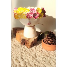 Doğal Soya Mumu, Çiçekli Kız El Boyaması Mumluk, Pembe-Sarı Detaylar