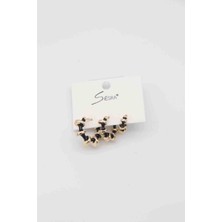 Glare Jewellery Shesra 3'lü Çizgili Model Siyah Küpe