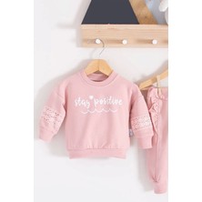 Stay Pozitive Dantelli 2'li Pamuk Kız Bebek Takım