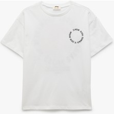 Koton Pamuklu Kısa Kollu Bisiklet Yaka Arkası Atatürk Baskılı Oversize Tişört