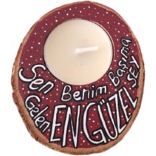 Özel Tasarım Boyama Kütük Mumluk Dekorasyon - Mumluk Dekorasyon