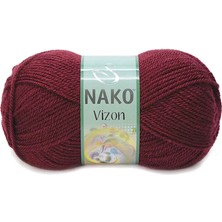 Nako 1 Adet Vizon Premium Akrilik El Örgü İpi Yünü Renk NO:999 Bordo