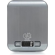 Bluefox Dijital Mutfak Terazisi - Paslanmaz Çelik Yüzeyli Hassas Mutfak Tartısı - Dara Işlevi, LED