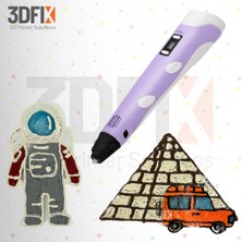 3DFIX - 3D Kalem - 3D Pen - 3 Boyutlu Yazıcı Mor Kalem + Hediye 45 Metre Filament