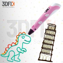 3DFIX- 3D Kalem - 3D Pen 3 Boyutlu Yazıcı Pembe Kalem + Hediye 45 Metre Filament