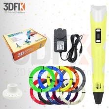 3DFIX - 3D Kalem - 3D Pen - 3 Boyutlu Yazıcı Sarı Kalem + Hediye 45 Metre Filament