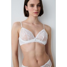 Glam Sequin Lace Kırık Beyaz Sütyen