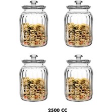 Luxury 4 Adet Viva Optikli Cam Kapaklı Kavanoz Büyük Boy 2500 cc 96393 1 Adet