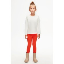 Ekru Basic Mevsimlik Likralı Uzun Kollu Kız Çocuk Tişört