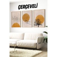 Dekorize Mdf Tablo Seti 3 Parça 3 mm -Çerçeveli Tablo Seti Salon Oturma Odası Için Duvar Dekoru 3009