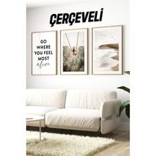 Dekorize Mdf Tablo Seti 3 Parça 3 Mm- Çerçeveli Tablo Seti Salon Oturma Odası Için Duvar Dekoru 3012
