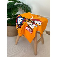 Kids Erkek Çocuk Yazlık Alt Üst Takım Captain Snoopy Turuncu Şortlu Takım