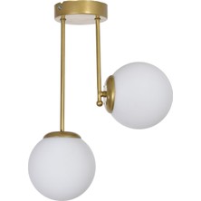 Teknotrust Vanessa Modern Tasarım Salon Mutfak Yatak Odası Eskitme Renk Beyaz Camlı 2 Li Avize