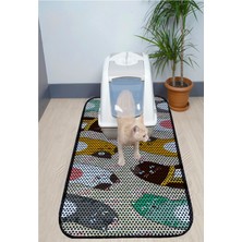 Xxl Büyük Boy Elekli Tuvalet Önü Desenli Kedi Kumu Paspası 60X120 cm