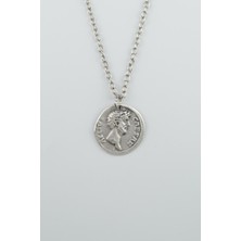 Roma Parası Sikke - sezar Gümüş Kaplama Düz Zincir Kolye