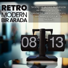 Upway Retro Modern Tarz LED Işıklı Dekoratif Lüks Hediyelik Çevirmeli Flip Masa Konsol Saati