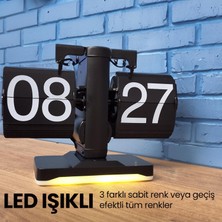 Upway Retro Modern Tarz LED Işıklı Dekoratif Lüks Hediyelik Çevirmeli Flip Masa Konsol Saati