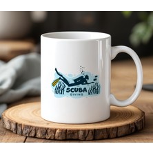 BB Design Scuba Diving Tasarımlı Beyaz Seramik Baskılı Kupa Bardak 330 ml