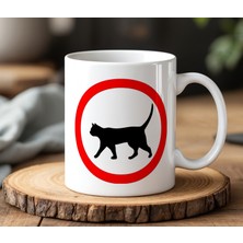 BB Design Kedi Giremez Tasarımlı Beyaz Seramik Baskılı Kupa Bardak 330 ml