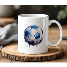 BB Design Futbol Topu Tasarımlı Beyaz Seramik Baskılı Kupa Bardak 330 ml