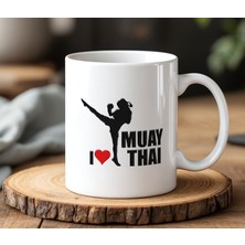 BB Design Muaythai Tasarımlı Beyaz Seramik Baskılı Kupa Bardak 330 ml