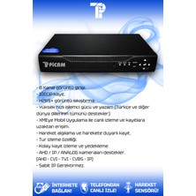 Picam 8 Kanal AHD DVR Xmeye Hibrit Kayıt Cihazı