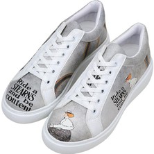 Kadın Vegan Deri Gri Sneakers - Rider Woman Tasarım