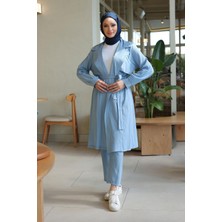 Ay Parça Detaylı Takım Bebe Mavisi