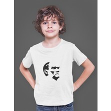 Çocuk Atatürk Portre Transfer Baskılı Yuvarlak Yaka Kısa Kol Tişört