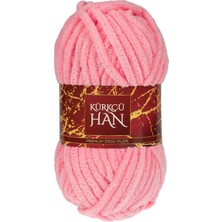Kürkçü Han Lüks Kadife 100 gr 60M El Örgü İpi Açık Pembe