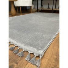 Saraz Halı Comfort Puffy Peluş Halı Gri Yıkanabilir Özellikli Modern Tasarım 80 x 350 cm