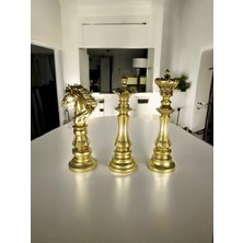 Doremcy Dekoratif Büyük Boy (39 cm ) Polyester Beyaz Detaylı Siyah 3'lü Set Satranç Biblo Takımı