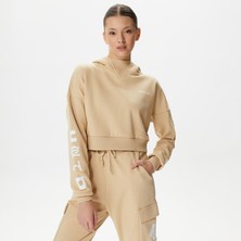 United4 Jpn Crop Kadın Kahverengi Hoodie