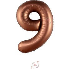 9 Yaş Kahverengi Rakam Folyo Balon