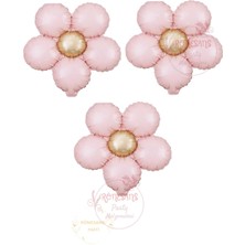 Rönesans 3 Adet Retro Pembe Renk Papatya Folyo Balon
