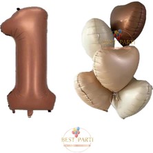 Kahverengi Renk Rakam ve 5'li Papatya Folyo Balon Seti Yaş 1