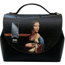 Kadın Vegan Deri Çok Renkli El Çantası - Leonardo-Da-Vinci-Lady With An Ermine Tasarım