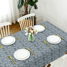 Canvas Wicker Açık Indigo Sıvı Geçirmez Leke Tutmaz Masa Örtüsü