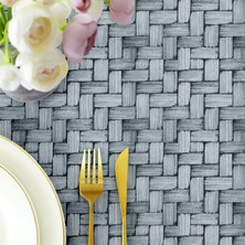 Canvas Wicker Açık Indigo Sıvı Geçirmez Leke Tutmaz Masa Örtüsü