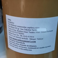 Manyas Köy Pazarı Doğal Yerli Susam 'Dan Tahin Net 650gr Lık Kavanoz