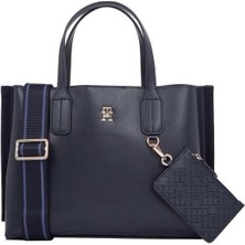 Tommy Hilfiger Kadın Th Webbing Strap Tote El Çantası Lacivert Şık Görünüm ve Ergonomik Tasarım