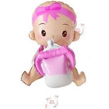 Biberonlu Kız Bebek Pembe Renk Cinsiyet Belirleme Folyo Balon